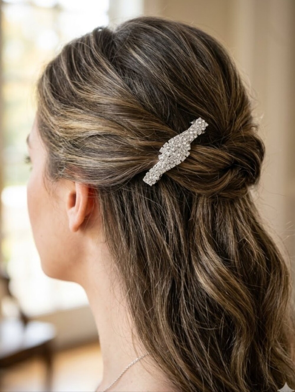 Silver Tone Crystal Barrette